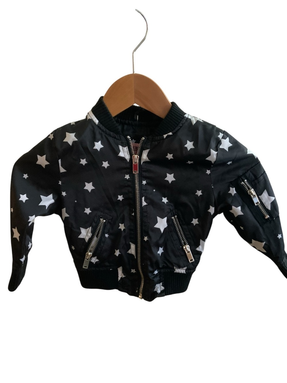 Urban Republic kits Black Star-Print Puffer Bomber Jacket SZ 2T